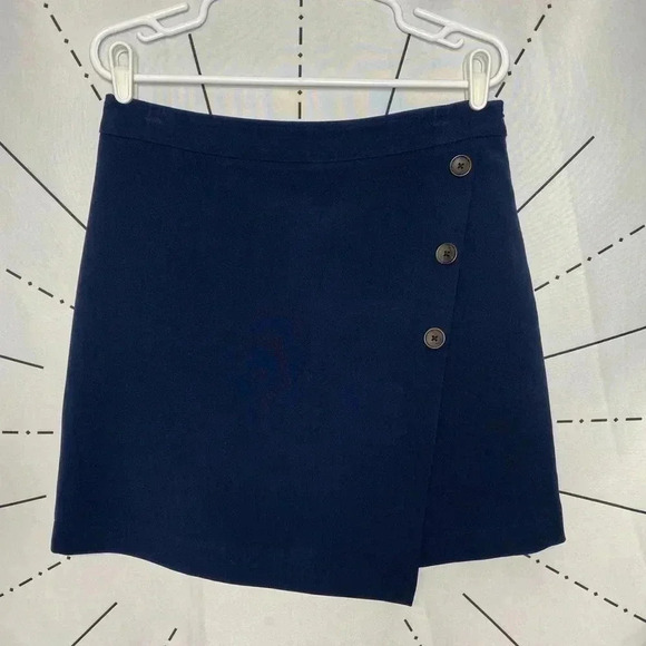 Banana Republic Navy Blue Button Detail Mini Skirt - Picture 2 of 8